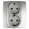 12-2104-03 Эл/ус ЭРА Розетка 2X2P+E Schuko со шторками, 16A-250В, IP20, Эра12, алюминий