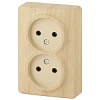 11-2202-11 Эл/ус ЭРА Розетка 2х2P, 16A-250В, IP20, ОУ, Эра Эксперт, сосна