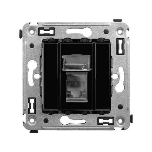 Компьютерная розетка RJ-45 в стену, кат.6А одинарная, "Avanti", "Черный квадрат" Компьютерная розетка RJ-45 в стену, кат.6А одинарная, "Avanti", "Черный квадрат"