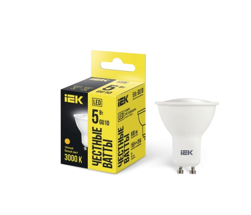 Лампа светодиодная ECO PAR16 софит 5Вт 230В 3000К GU10 (кр.10 шт.) ИЭК