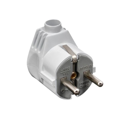 Вилка угловая усиленная с заземлением белая 16А 250В EKF Proxima Вилка угловая усиленная с заземлением белая 16А 250В EKF Proxima