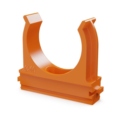 Крепёж-клипса для труб АБС-пластик оранжевая д40 (15шт/300шт уп/кор) Промрукав