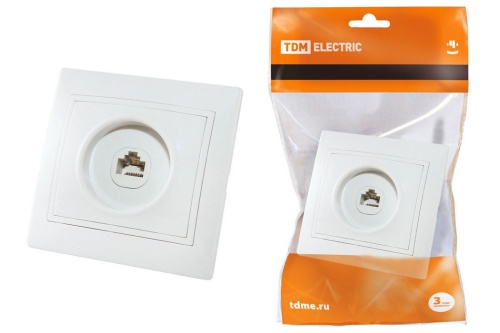 Розетка компьютерная RJ45 белая "Таймыр" TDM Розетка компьютерная RJ45 белая "Таймыр" TDM