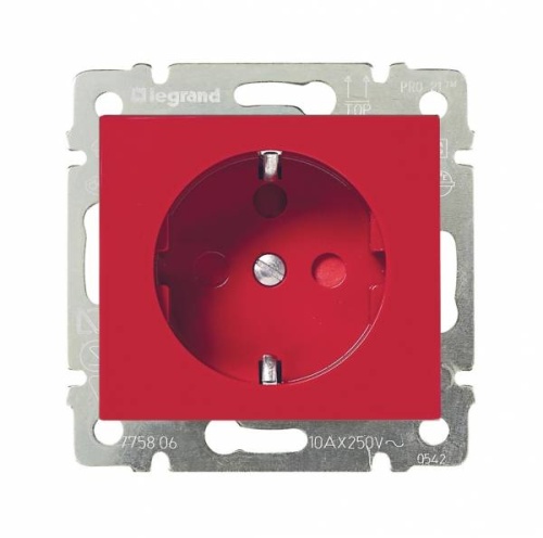 Розетка 2Р+Т нем.стд.с блок(сл.к) Valena (КРАСНАЯ) Розетка 2Р+Т нем.стд.с блок(сл.к) Valena (КРАСНАЯ)