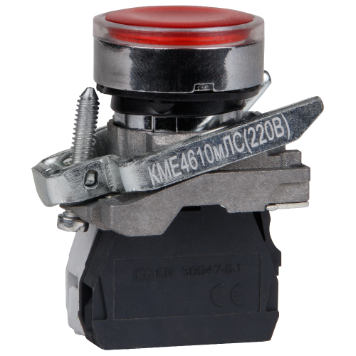 Кнопка КМЕ4540мЛС-24В-зеленый-4но+0нз-цилиндр-индикатор-IP54-КЭАЗ