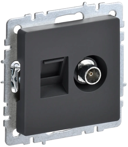 BRITE Роз. двойная TV+RJ45 кат.5E РТВ/РК12-БрГ граф. IEK