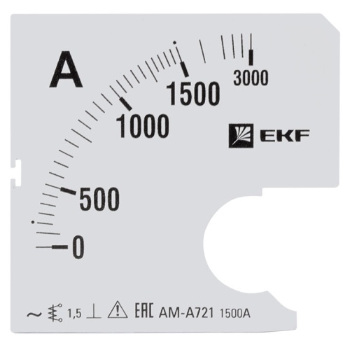 Амперметр AM-A721 аналоговый на панель (72х72) квадратный вырез 1500А трансф. подкл. EKF PROxima