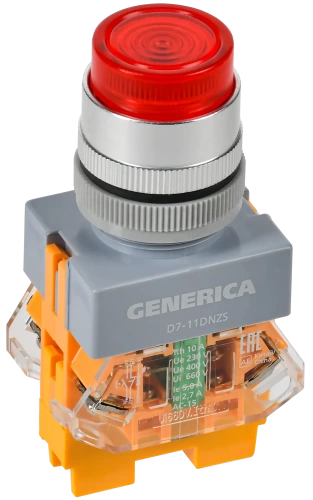 Кнопка D7-11DNZS d=22мм 1з+1р с подсв. и фикс. кр. GENERICA