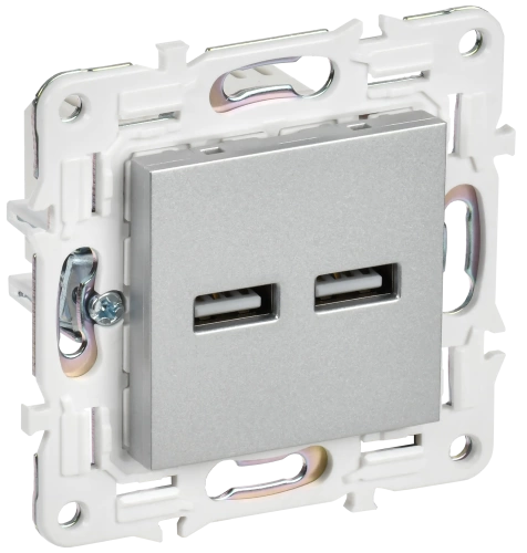 SKANDY Роз. USB A+A 3,1А SK-R15S сереб. IEK SKANDY Роз. USB A+A 3,1А SK-R15S сереб. IEK