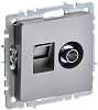 BRITE Роз. двойная TV+RJ45 кат.5E РТВ/РК12-БрС сталь IEK
