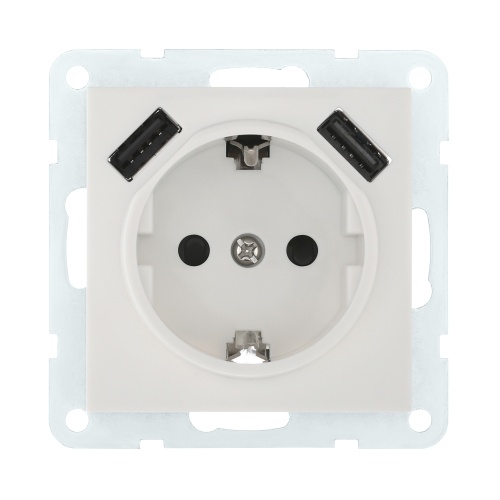 Розетка с з/к + 2хUSB разъем, 2А (белый) LK60