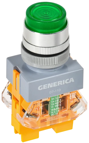 Кнопка D7-11D d=22мм 1з+1р с подсв. зел. GENERICA