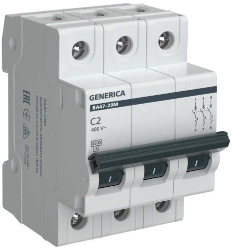 Авт. выкл. ВА47-29М 3P 2А 4,5кА C GENERICA