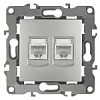 12-3108-03 Эл/ус ЭРА Розетка информационная двойная 2XRJ45, IP20, Эра12, алюминий