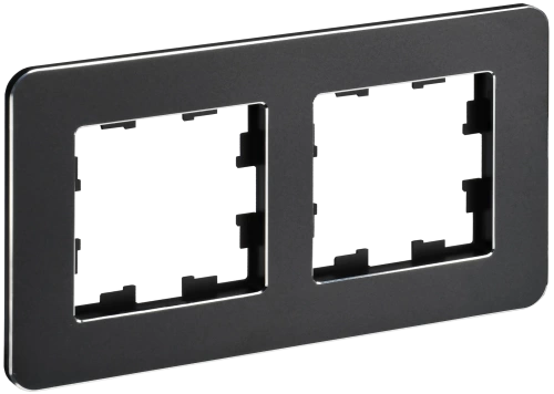 BRITE Рамка 2-мест. РУ-2-1-Бр металл черн. RE IEK