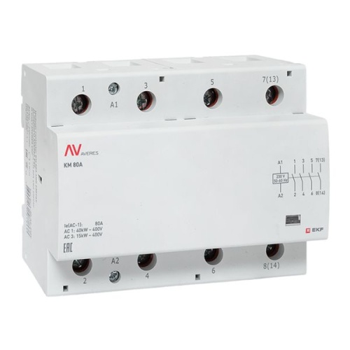 Контактор модульный КМ 80А 4NO 230VAC (6 мод.) AVERES EKF