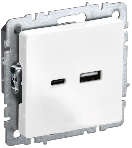 BRITE Роз. USB A+C 18Вт РЮ11-1-БрБ бел. IEK BRITE Роз. USB A+C 18Вт РЮ11-1-БрБ бел. IEK