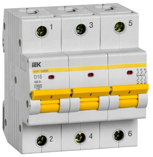 Выкл. авт. ВА47-100МА без тепл. расцеп. 3P 16А 10кА D IEK Выкл. авт. ВА47-100МА без тепл. расцеп. 3P 16А 10кА D IEK