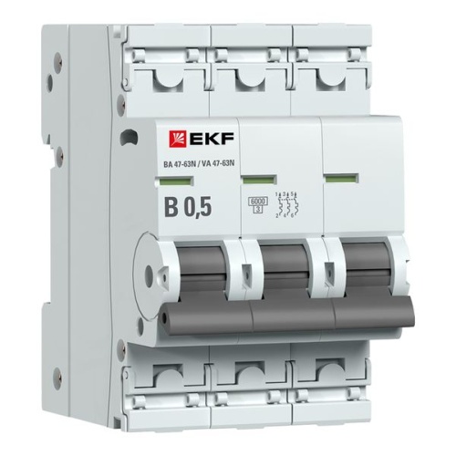 Автоматический выключатель 3P 0,5А (B) 6кА ВА 47-63N EKF PROxima