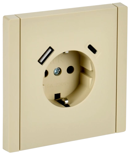 FORTE&PIANO Роз. з/к/ш в/к 16А USB A+C 18Вт FP447 ван. IEK