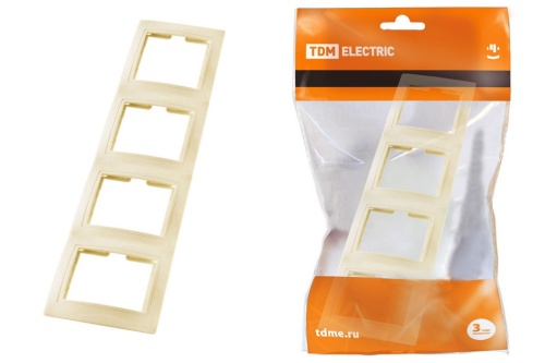 Рамка 4-х постовая вертикальная белая "Таймыр" TDM Рамка 4-х постовая вертикальная белая "Таймыр" TDM