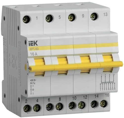 Выключатель-разъединитель трехпозиционный ВРТ-63 4P 16А IEK Выключатель-разъединитель трехпозиционный ВРТ-63 4P 16А IEK