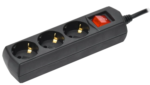 Удлинитель У03В 3 места с/з 5м 3х1мм2 10А 250В чер. GENERICA Удлинитель У03В 3 места с/з 5м 3х1мм2 10А 250В чер. GENERICA
