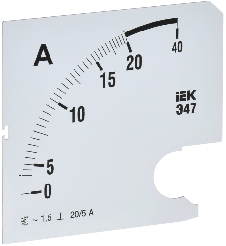 Шкала смен. для амперметра Э47 20/5А-1,5 96х96мм IEK