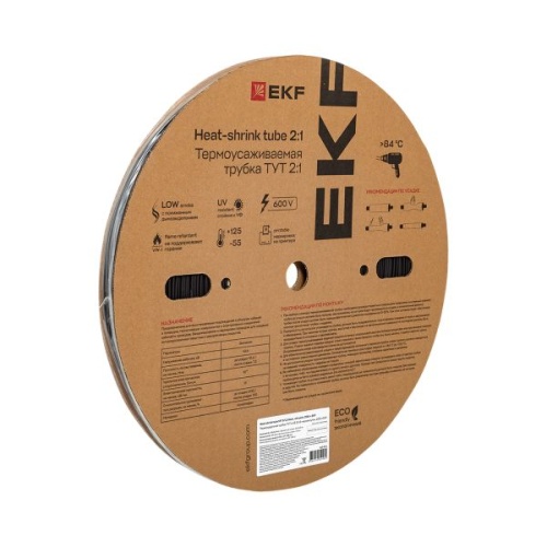 Термоусаживаемая трубка ТУТ нг 3/1,5 черная рулон EKF PROxima Термоусаживаемая трубка ТУТ нг 3/1,5 черная рулон EKF PROxima