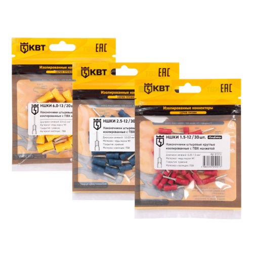 Наконечник кабельный штыревой круглый изолированный НШКИ 1.5–12 (30 шт) (КВТ)