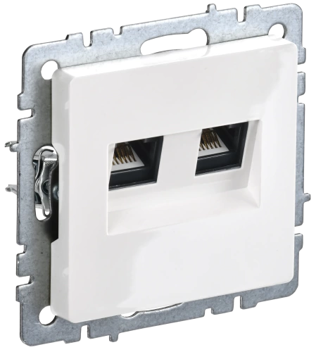 BRITE Роз. двойная RJ11+RJ45 кат.5E РК/Т12-БрБ бел. IEK