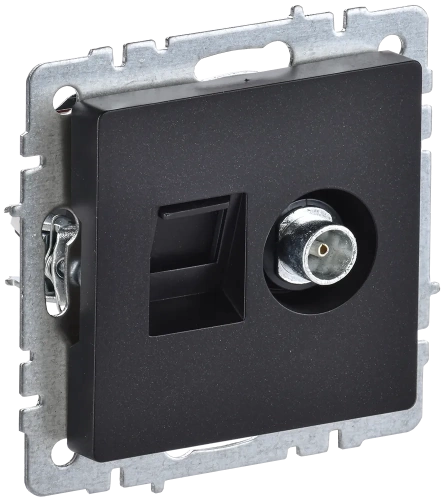 BRITE Роз. двойная TV+RJ45 кат.5E РТВ/РК12-БрЧ черн. IEK