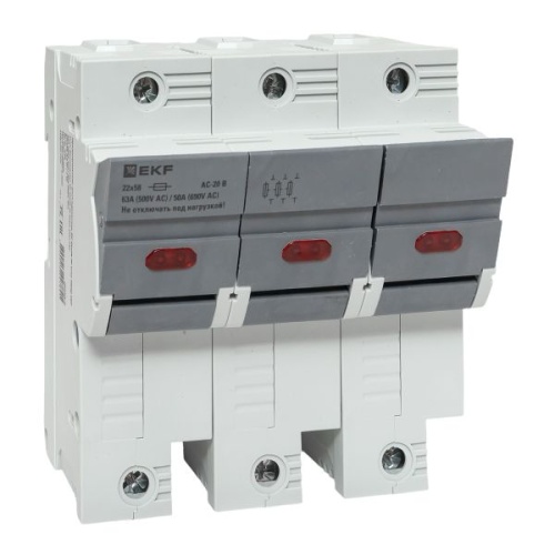Предохранитель-разъединитель DF 22х58 3Р (тип ПВЦ) EKF Предохранитель-разъединитель DF 22х58 3Р (тип ПВЦ) EKF
