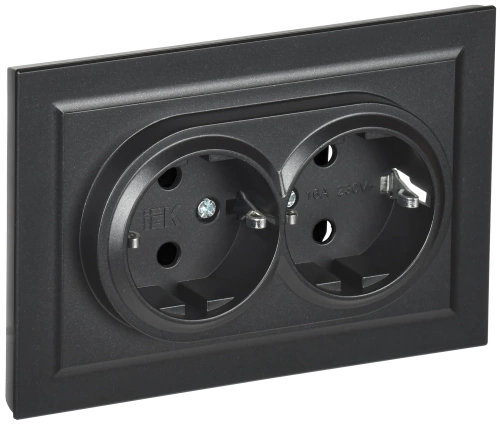 BRITE Роз. 2-я с з/к без з/ш 16А в сб. РС12-3-БрЧ черн. IEK