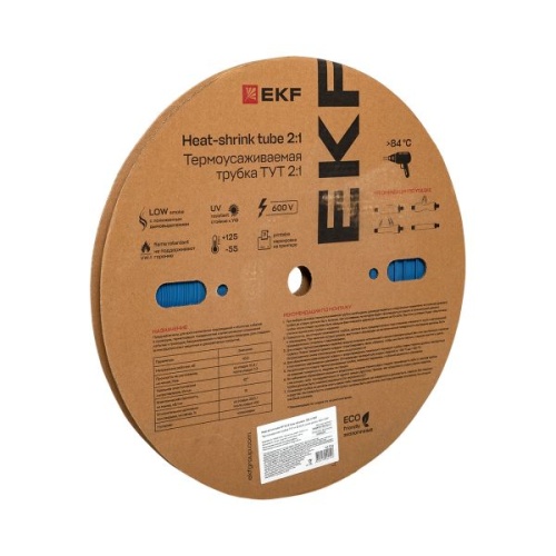 Термоусаживаемая трубка ТУТ нг 10/5 синяя рулон EKF PROxima