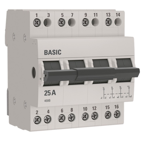 Трехпозиционный переключатель 4P 25А Basic