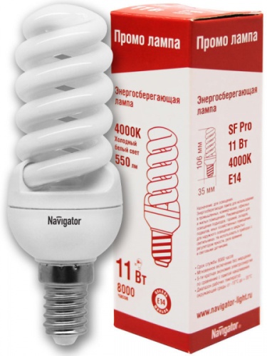 Лампа энергосберегающая спираль Navigator 94 099 NCLP-SF-11-840-E14