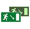 Знак наклейка E07 "Направление к эвакуационному выходу направо вниз" (150x300) фотолюминесцентный EKF PROxima