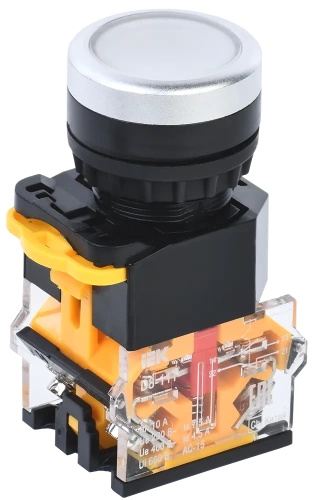 Кнопка D8-11T d=22мм 1з+1р с фиксацией белая IEK