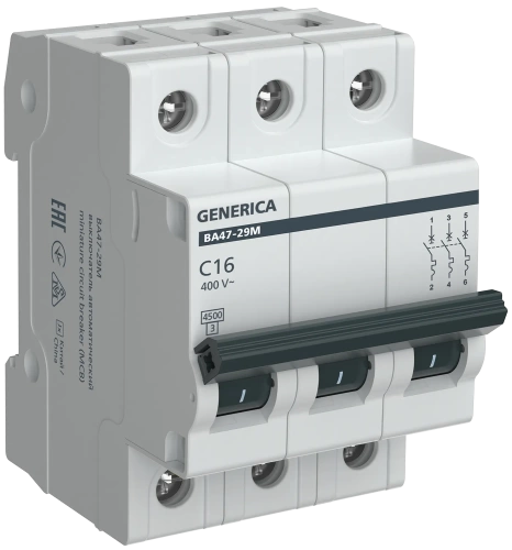 Авт. выкл. ВА47-29М 3P 16А 4,5кА C GENERICA