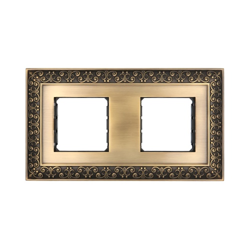 Рамка 2-постовая декоративная металлическая в комплекте с суппортами (бронза), LK45 Рамка 2-постовая декоративная металлическая в комплекте с суппортами (бронза), LK45