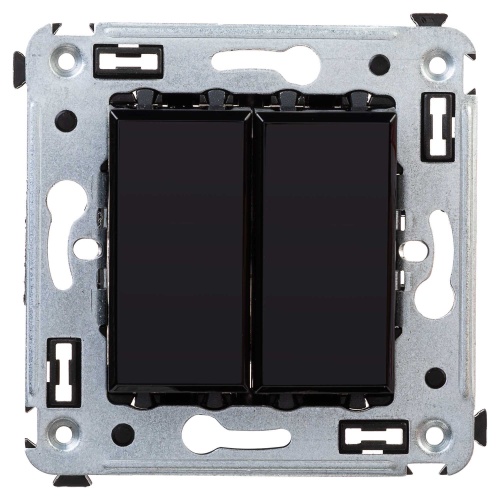 Переключатель двухклавишный в стену, Avanti, "Черный квадрат"