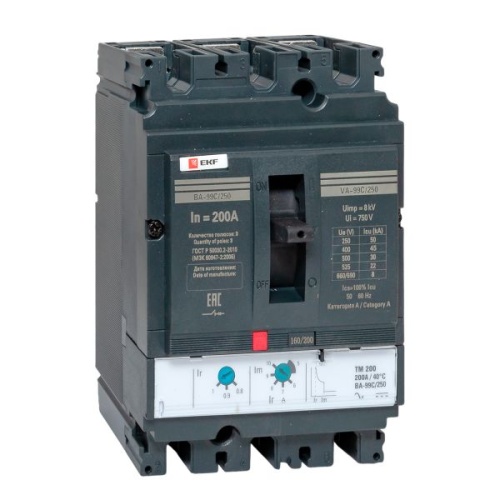 Выключатель автоматический ВА-99C 250/200А 3P 45кА EKF Выключатель автоматический ВА-99C 250/200А 3P 45кА EKF