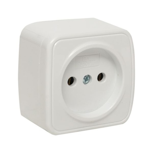 Минск Розетка 1-местная ОП 10А без заземления белая EKF Basic Минск Розетка 1-местная ОП 10А без заземления белая EKF Basic