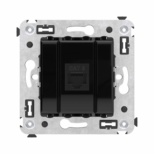Компьютерная розетка RJ-45 без шторки в стену, кат.6 одинарная, "Avanti", "Черный квадрат"