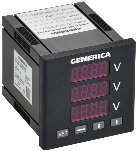 Вольтметр цифр. щит. 3-ф. 72х72 LED GENERICA