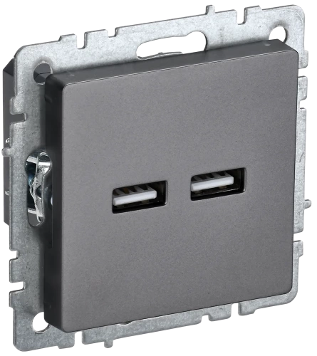 BRITE Роз. USB A+A 3,1А РЮ10-1-БрС сталь IEK BRITE Роз. USB A+A 3,1А РЮ10-1-БрС сталь IEK