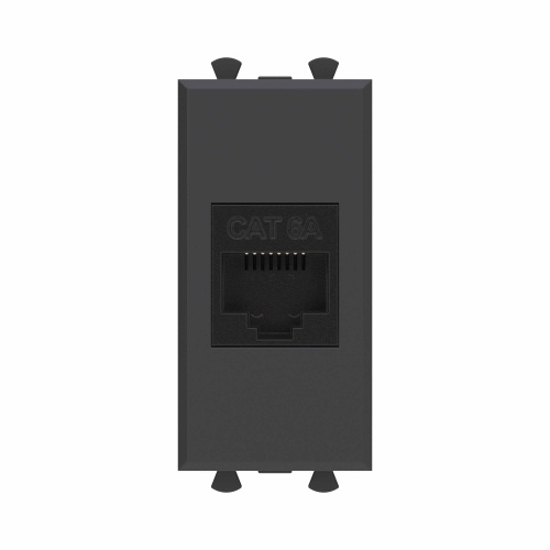 Компьютерная розетка RJ-45 без шторки модульная, кат.6А, "Avanti", "Черный матовый", 1 модуль Компьютерная розетка RJ-45 без шторки модульная, кат.6А, "Avanti", "Черный матовый", 1 модуль