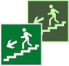 Знак пластик E14 "Направление к эвакуационному выходу по лестнице вниз налево" (200x200) фотолюминесцентный EKF PROxima