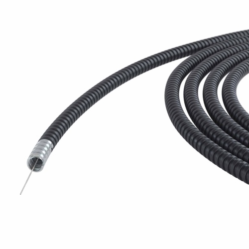 Металлорукав DN 26мм в герметичной ПВХ изоляции, низкотемпературный, Dвн 26,5 мм, Dнар 31,5, с протяжкой, 25 м, цвет чёрный